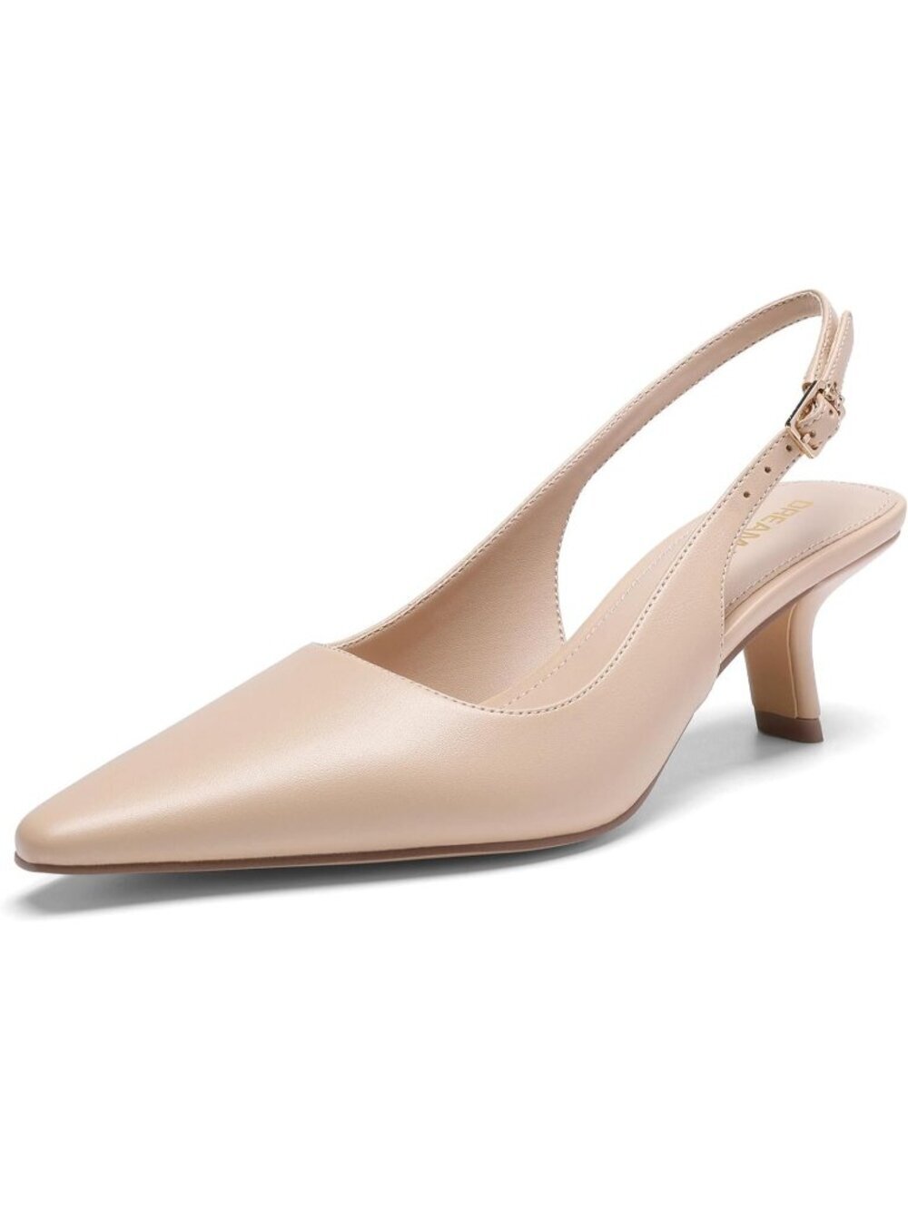 Women's Nude Slingback Kitten Heels Pointed Toe Pumps Comfortable Shoes